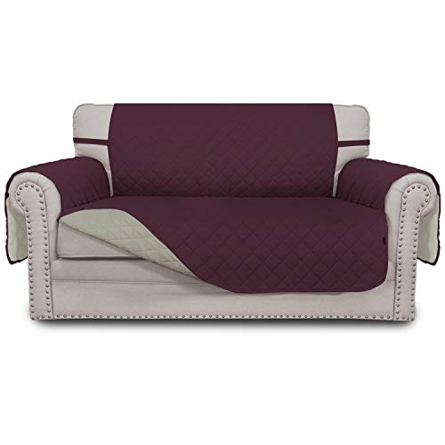 Reversible Couch Cover (Wine/Beige / Medium Loveseat)