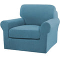 2 Piece Chair Covers Armchair Slipcovers for Living Room Armchair Sofa Cover with Individual Cushion Covers Feature Jacquard Fabric (Armchair (1 Cushion) / Storm Blue)