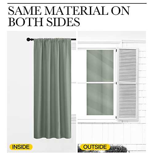 Window Curtains Blackout Drapes (Greyish Green / 42"W x 63"L (Pack of 2))
