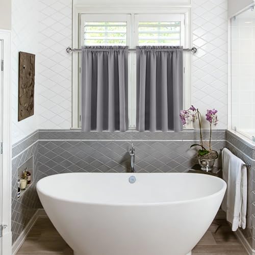 Short Blackout Curtains 42 x 36 Inch Long for Kitchen RV Bunk Grey (Grey / 42"W x 36"L (Pack of 2))