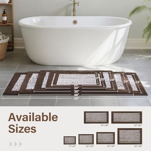 Bathroom Rugs 30x20 Non Slip Washable (Brown / 1'8" x 2'6" (Rectangular))