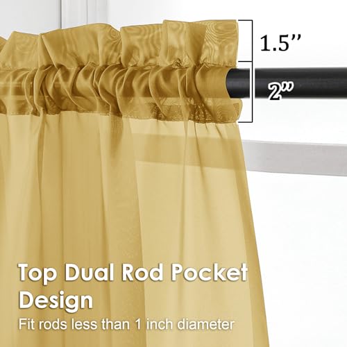 Gold Sheer Curtains 78 Inches Long 2 Panels (Gold / 42"W x 78"L (Pack of 2))