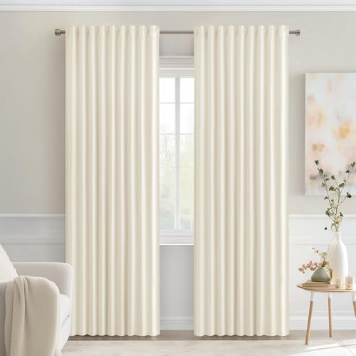 Birch Back Tab Blackout Curtains 52x90 Inch Long 2 Panels Set (Birch / 52"W x 90"L (Pack of 2))
