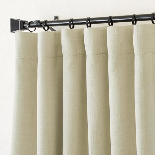 Room Darkening Bedroom Curtains 84 inches Long (Linen Beige / 52"W x 84"L (Pack of 2))
