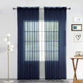 Sheer Voile Window Treatment Rod Pocket Curtain Panels for Kitchen Bedroom Living Room Drapes Sunlight Filtering Privacy Semi Home Decor Assorted Colors Sizes (Navy / 52"W x 90"L (Pack of 2))