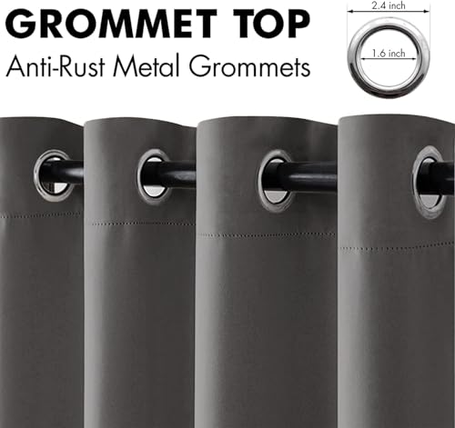 Closet Curtain for Open Closet Without Door Grommet Top 34x80 Inches (Grey / 34"W x 80"L (Pack of 2))