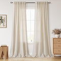 Extra Long 120 Inch Curtains for Living Room Cream Beige Linen Light Filtering Semi Sheer Curtain Back Tab Modern Farmhouse Decor Floor to Ceiling High Window for Bedroom 52x120 (52"W x 120"L (Pack of 2) / Cream Beige)