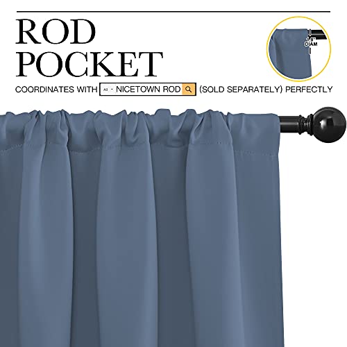 Blackout Curtains for Living Curtains (Stone Blue / 34"W x 72"L (Pack of 2))