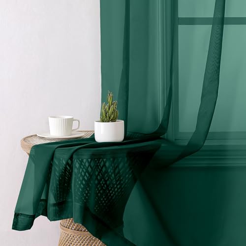 Hunter Green Sheer Curtains 90 Inches Long 2 Panels (Hunter Green / 42"W x 90"L (Pack of 2))
