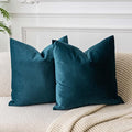 24x24 Euro Velvet Throw Pillow Covers Set of 2 (Peacock Blue / 24" x 24" (Pack of 2))