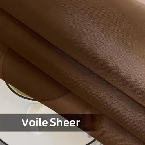 Solid Sheer Rod Pocket Curtain Voile Draperies 2 Panels White Beige Black Grey Coffee 52 Inch Width 84 Inch Long 1 Pair for Kitchen Bedroom Children Living Room Yard (Brown / 52"W x 84"L (Pack of 2))