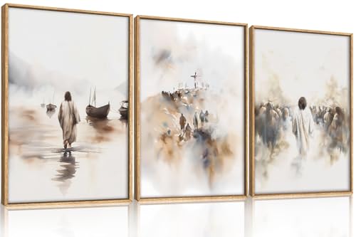 Large Jesus Christian Framed Canvas Wall Art (Christian Jesus Wall Art / 24"L x 36"W)