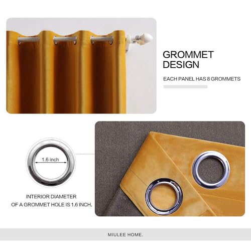 Velvet Curtains Mustard Yellow 52 x 63 Inch Length Set of 2 (Mustard Yellow / 52"W x 63"L (Pack of 2))