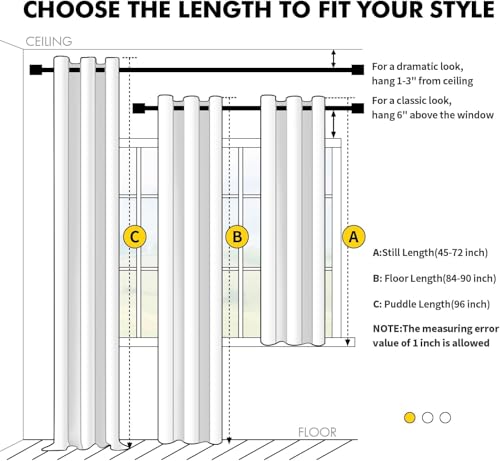 Blackout Curtains for Bedroom 2 Panels 50x84 Inch Long Greyish White (Greyish White / 50"W x 84"L (Pack of 2))