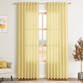 Yellow Linen Blend Drapes 84 Inch Length 2 Panels Set Back Tab Rod Pocket Light Filtering Privacy Semi Sheer Textured Curtain Neutral Farmhouse Decor for Living Room Bedroom Curtains 52x84 (52"W x 84"L (Pack of 2) / Yellow)