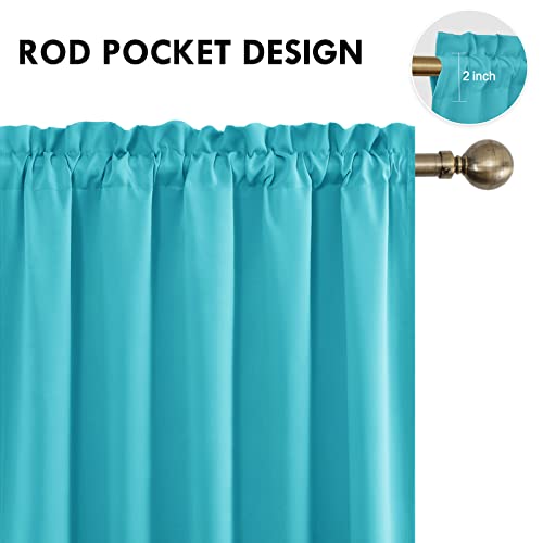 Short Blackout Curtains 42 x 36 Inch for Kitchen RV Bunk Turquoise (Turquoise / 42"W x 36"L (Pack of 2))
