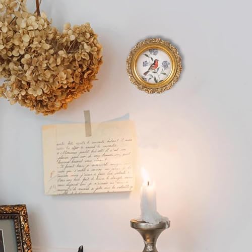 Vintage Picture Frames 4x4 Round Bronze Antique Picture Frames with Glass Front Handcrafted Rustic Home Decor for Wall Mount and Tabletop Gallery Wall Art (Bronze / 4x4 Round)