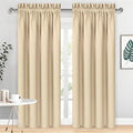 Wide Blackout Curtains for Bedroom Living Room 60 x 84 Inch Long Beige (Beige / 60"W x 84"L (Pack of 2))