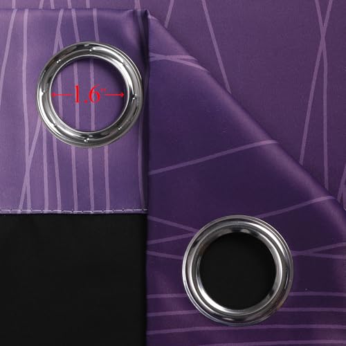 Black and Purple Ombre Blackout Curtains 84 Inch Long (Black and Purple / 52"W x 84"L (Pack of 2))