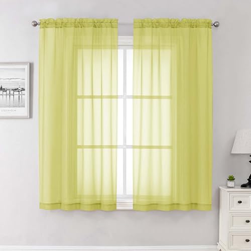 Lemon Sheer Curtains 63 Inch Length 2 Pcs (Lemon / 42"W x 63"L (Pack of 2))