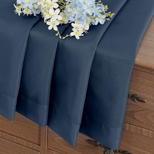 Navy Blue Small Sheer Curtains 2 Panels Set (42"W x 36"L (Pack of 2) / Navy Blue)
