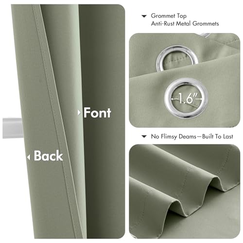 Blackout Curtains for Bedroom 2 Panels 40 x 84 Inch Long Sage Green (Sage Green / 40"W x 84"L (Pack of 2))
