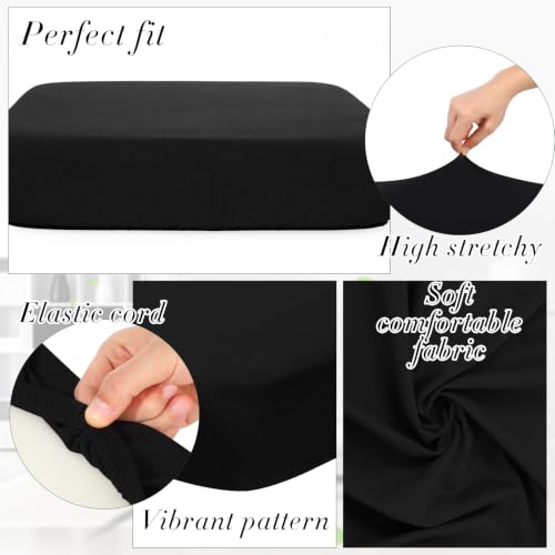 4 Pcs Stretch Cushion Covers (Black / Seat Cover)