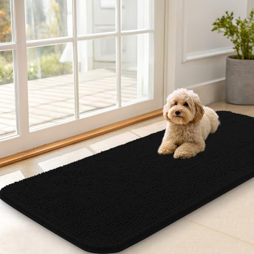 Dog Door Mat for Muddy Paws 47x20 (Black / 47" X 20")