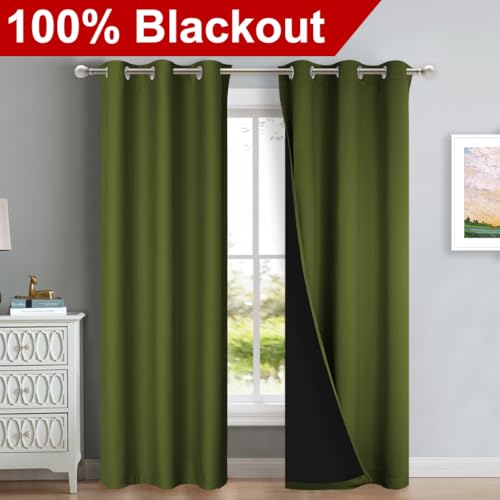Blackout Curtains 84 inches Long (Olive Green / 42"W x 84"L (Pack of 2))