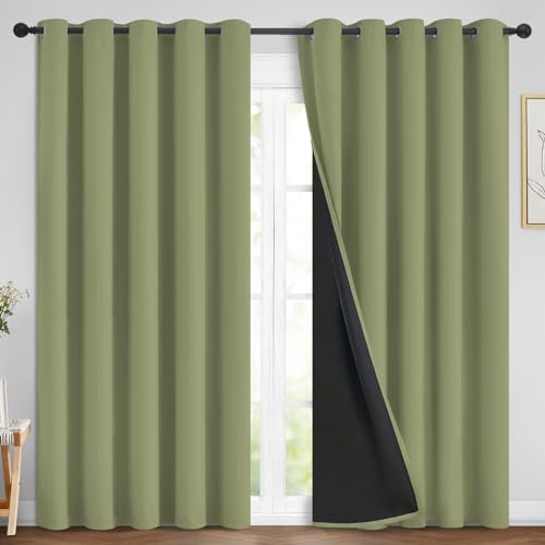 Sage Blackout Curtains 84 Inches Long for Bedroom 70" Wide 2 Panel (70"W x 84"L (Pack of 2) / Sage)