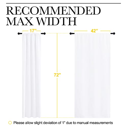 50% Light Blocking Kitchen Curtains (Pure White / 42"W x 72"L (Pack of 2))