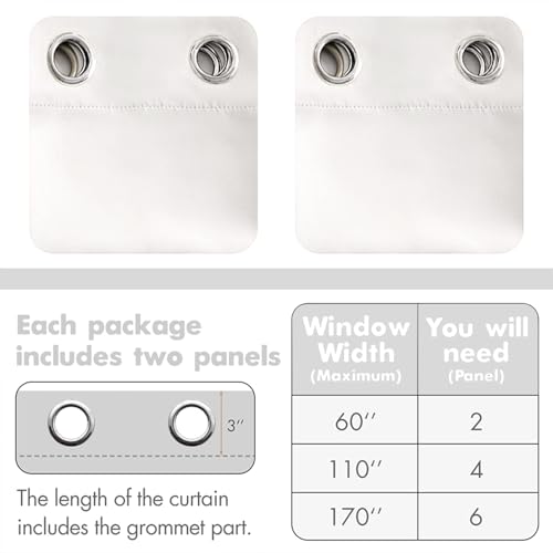 Pure White Blackout Bedroom Curtains 90 Inch Long Light Blocking (Pure White / 42"W x 90"L (Pack of 2))