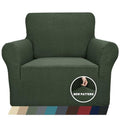1 Piece Jacquard Chair Slipcovers for Living Room High Stretch Chair Covers with Arms Anti Slip Pets Friendly Couch Sofa Armchair Cover Furniture Protector (Small (31"-46") / Army Green)