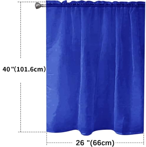 Basic Rod Pocket Sheer Voile Window Curtain Panels Blue Sapphire 1 Pair 2 Panels 26 Width 40 Inch Long for Kitchen Bedroom Children Living Room Yard（Blue Sapphire (Blue Sapphire / 26"W x 40"L (Pack of 2))