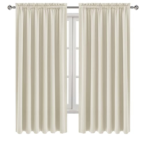 Wide Blackout Curtains for Bedroom 70 x 72 Inch Long Light Beige (Light Beige / 70"W x 72"L (Pack of 2))