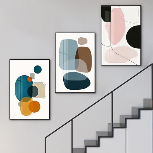 3 Pcs Modern Abstract Canvas Wall art (ColorBlock-02 / 24X36IN)