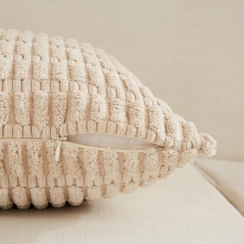 4 Packs Decorative Throw Pillow Covers for Living Room Couch Bed (16" x 16" (Pack of 4) / Tan)