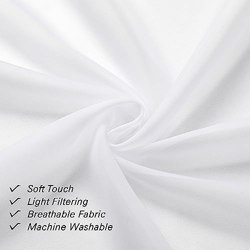 36 Inch White Sheer Curtains Tiers 2 PCS with Dual Rod Pockets (White / 40"W x 36"L (Pack of 2))