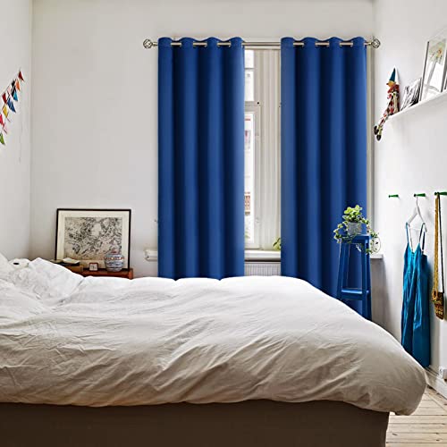 Royal Blue Blackout Curtains for Living Room 84 Inch Long (Royal Blue / 52"W x 84"L (Pack of 2))