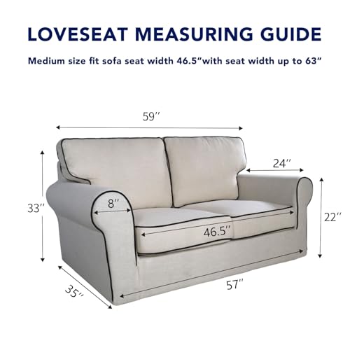 Stretch Loveseat Covers Fleece Couch Covers for Sofa White (Medium Loveseat / White)