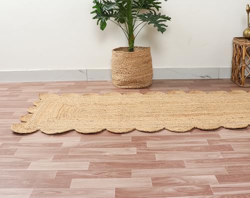 Hand Woven Natural Jute Scalloped Rug (Beige / 3' x 5' (Scalloped))