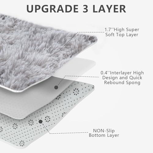 Shag Area Rugs for Bedroom Living Room (Mottling Grey / 4' x 6' (Rectangular))