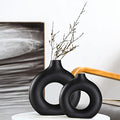Black Ceramic Vase for Modern Home Decor (Black / Small + Big)