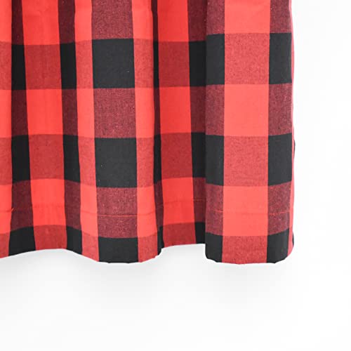 Buffalo Check Plaid Valances Gingham 1 Pack Tiers Red and Black Rod Pocket Farmhouse Short Curtains For Windows Treatment Decor Small Curtains Over Sink For Kitchen (54"W x 12"L (Pack of 1) / Red and Black)