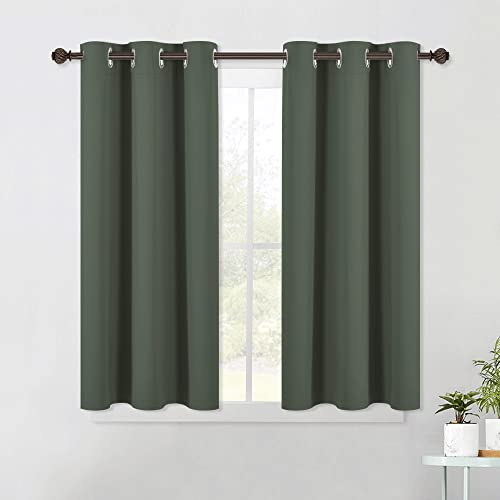 Short Blackout Curtains Noise Reducing (Dark Mallard / 42"W x 45"L (Pack of 2))
