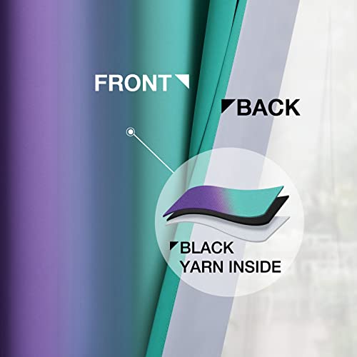 Teal and Purple Blackout Curtains 52x63 Inch (52"W x 63"L (Pack of 2) / Teal and Purple)