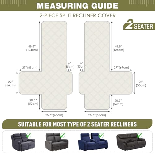 100% Waterproof Loveseat Recliner Covers 2 Seater (Green / 2 Seater Standard)