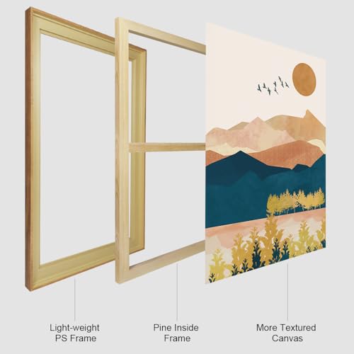 HPINUB Mountain Framed Canvas Wall Art Set (Abstract Nature Wall Art / 24"L x 36"W)