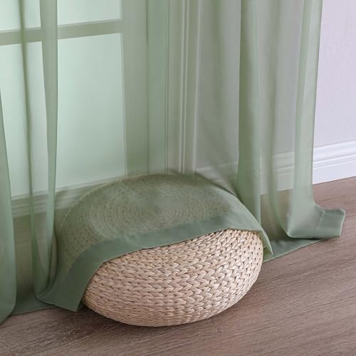 Sage Green Sheer Curtains 120 Inches Long 2 Panels Set (Sage Green / 59"W x 120"L (Pack of 2))