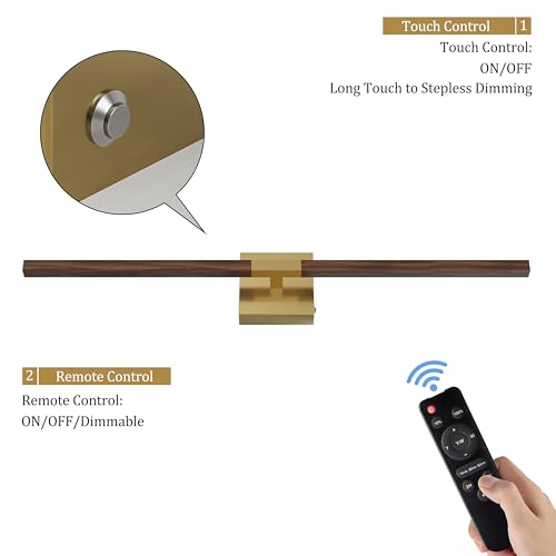 Gold & Walnut Battery Operated Wall Sconce with Remote Control (Gold & Walnut / 32 Inch(2 Pack))